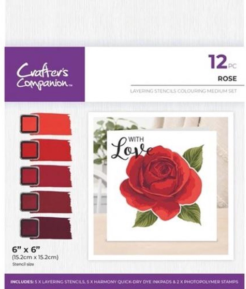 CC - Floral Layering Stencil - Colouring Medium Set - Rose